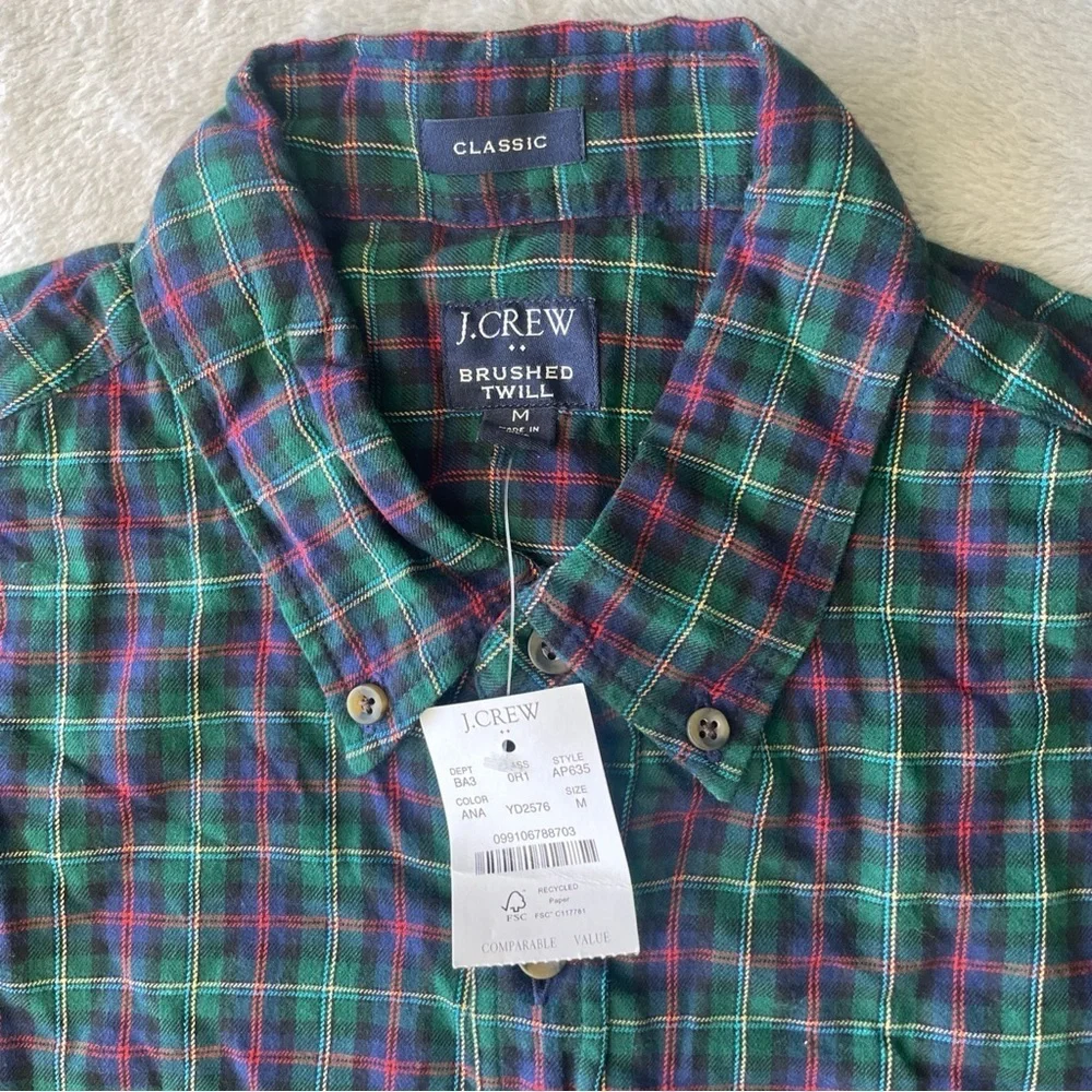 J Crew brushed twill shirt blue plaid size medium